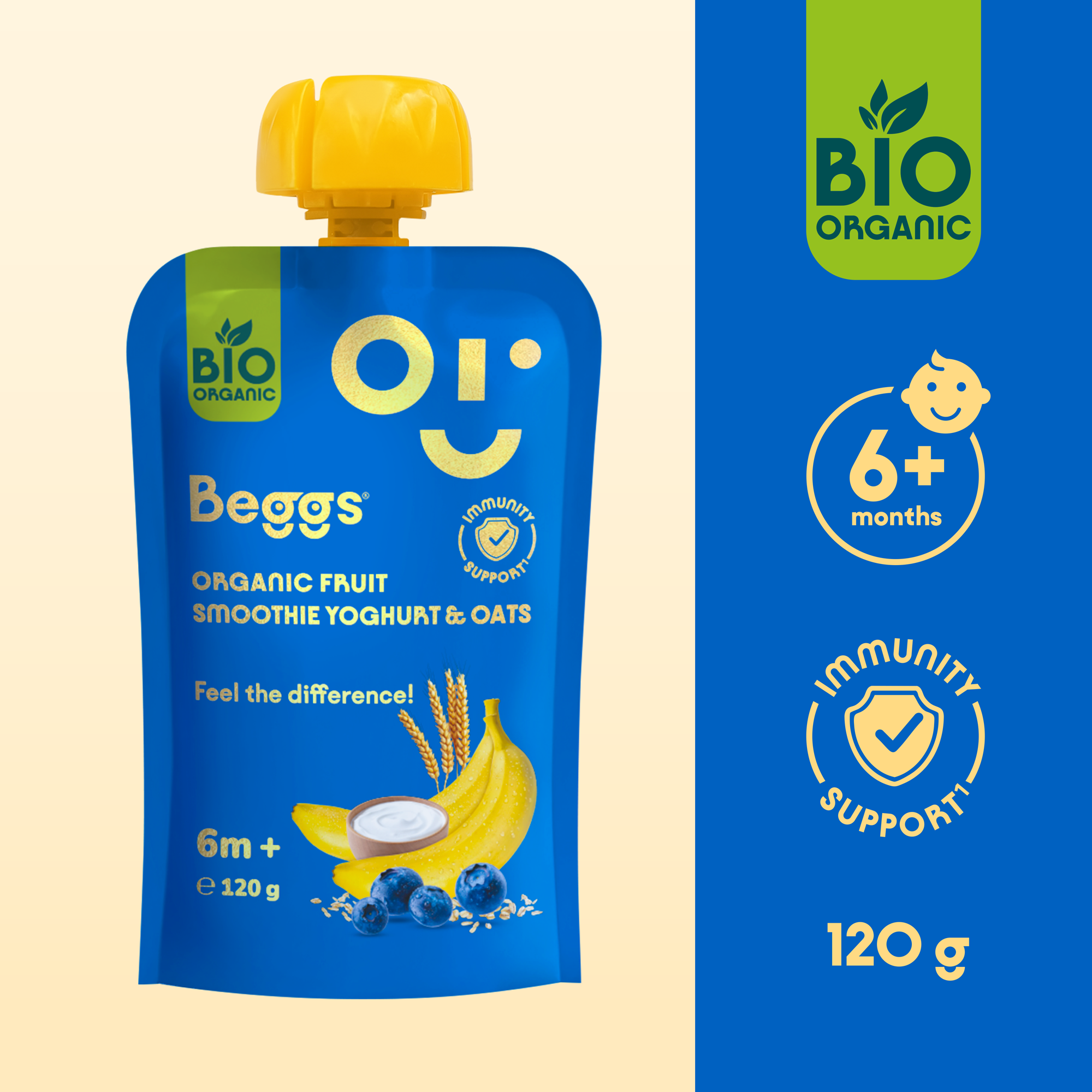Beggs BIO Smoothie s ovocím, jogurtom a ovsenými vločkami (120 g)