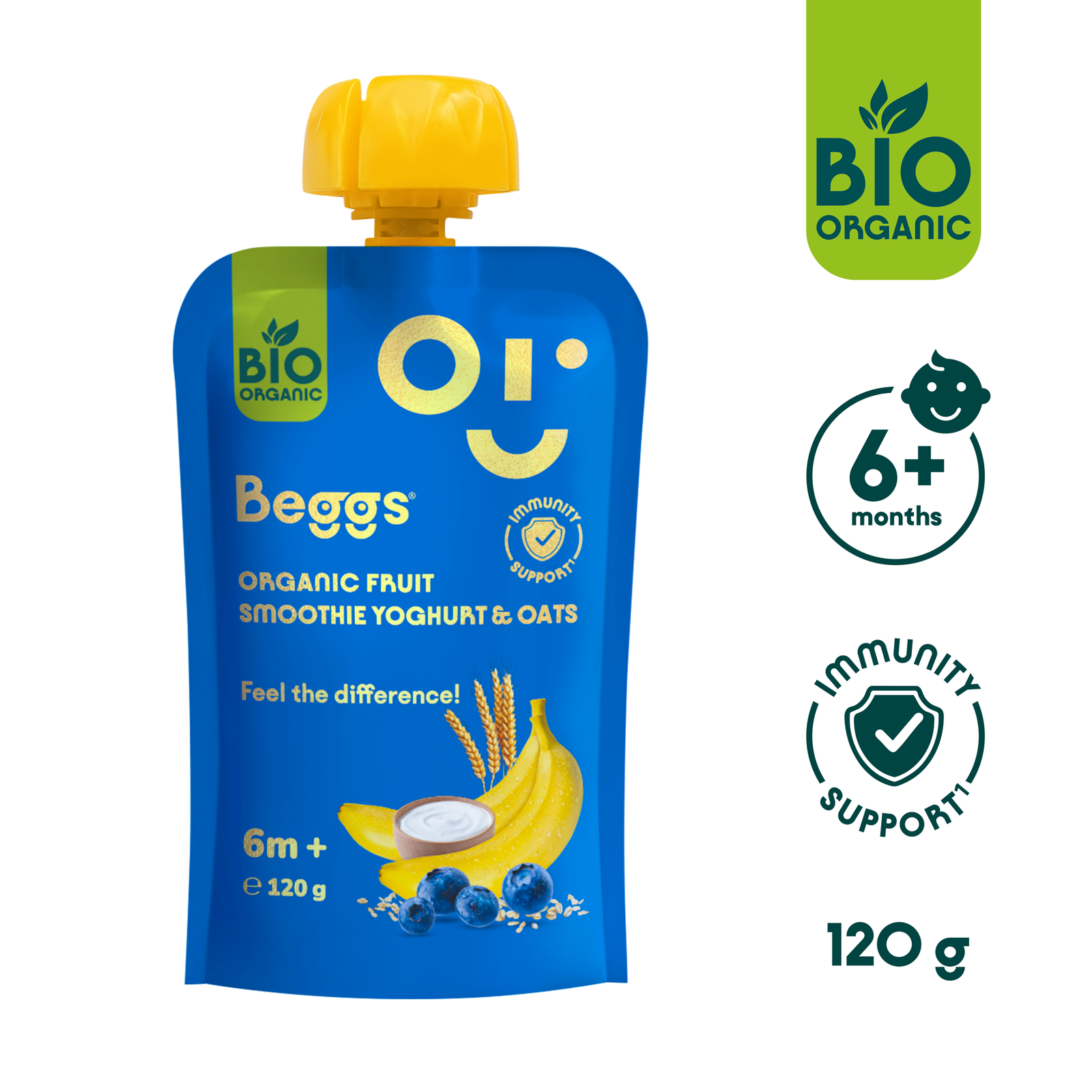 Beggs BIO Smoothie s ovocím, jogurtom a ovsenými vločkami (120 g)