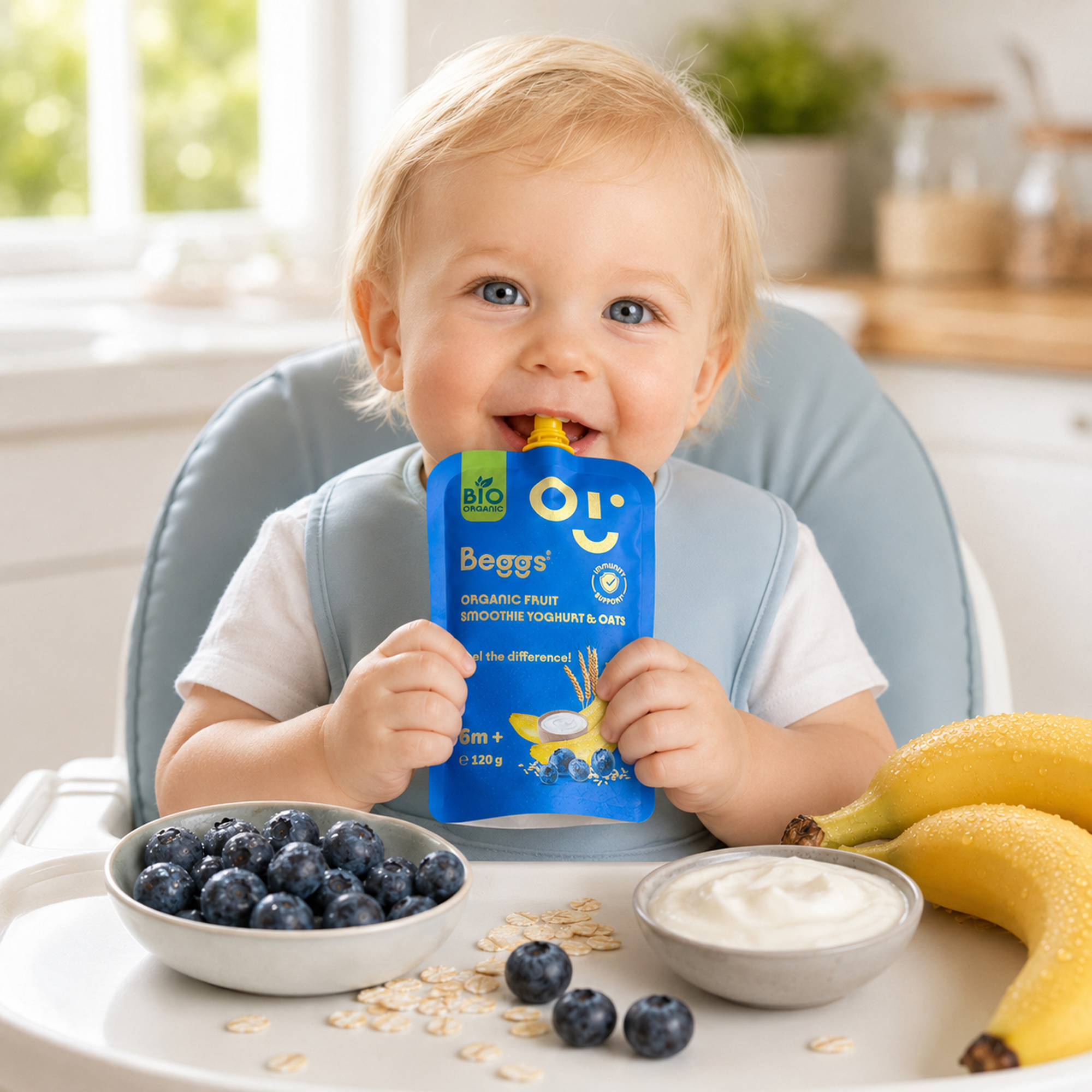 Beggs BIO Smoothie s ovocím, jogurtom a ovsenými vločkami (120 g)