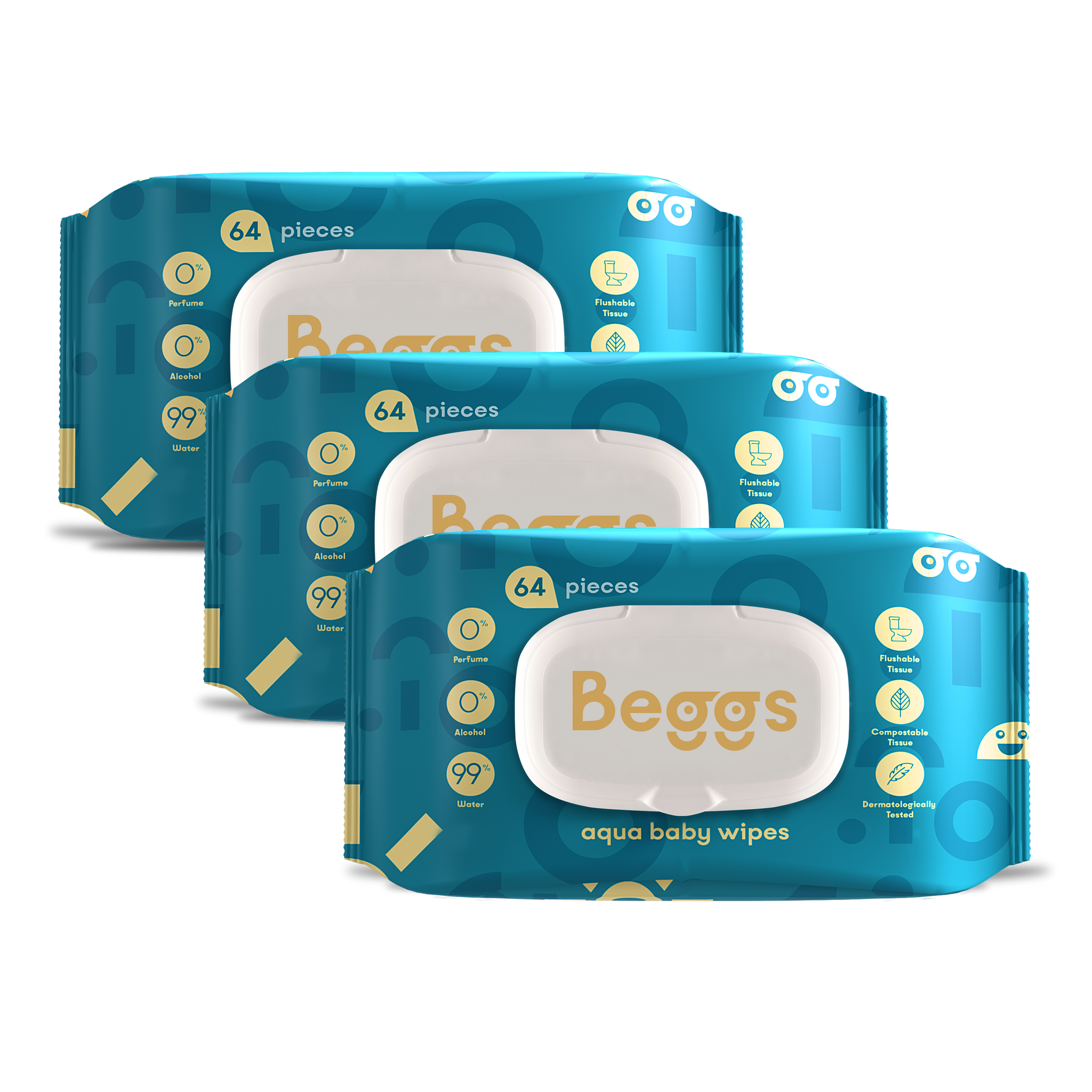 3x Beggs Feuchttücher (64 Stück)