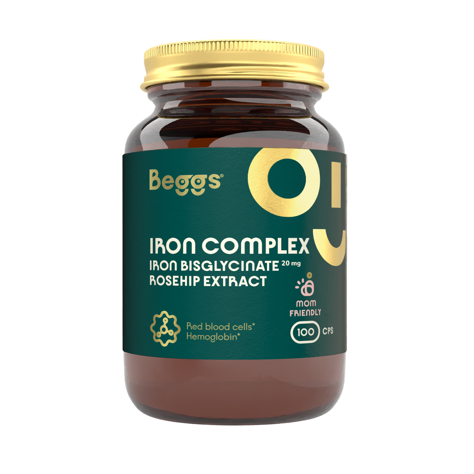 Beggs Železitý bisglycinát 20 mg, extrakt zo šípok (100 kapsúl)