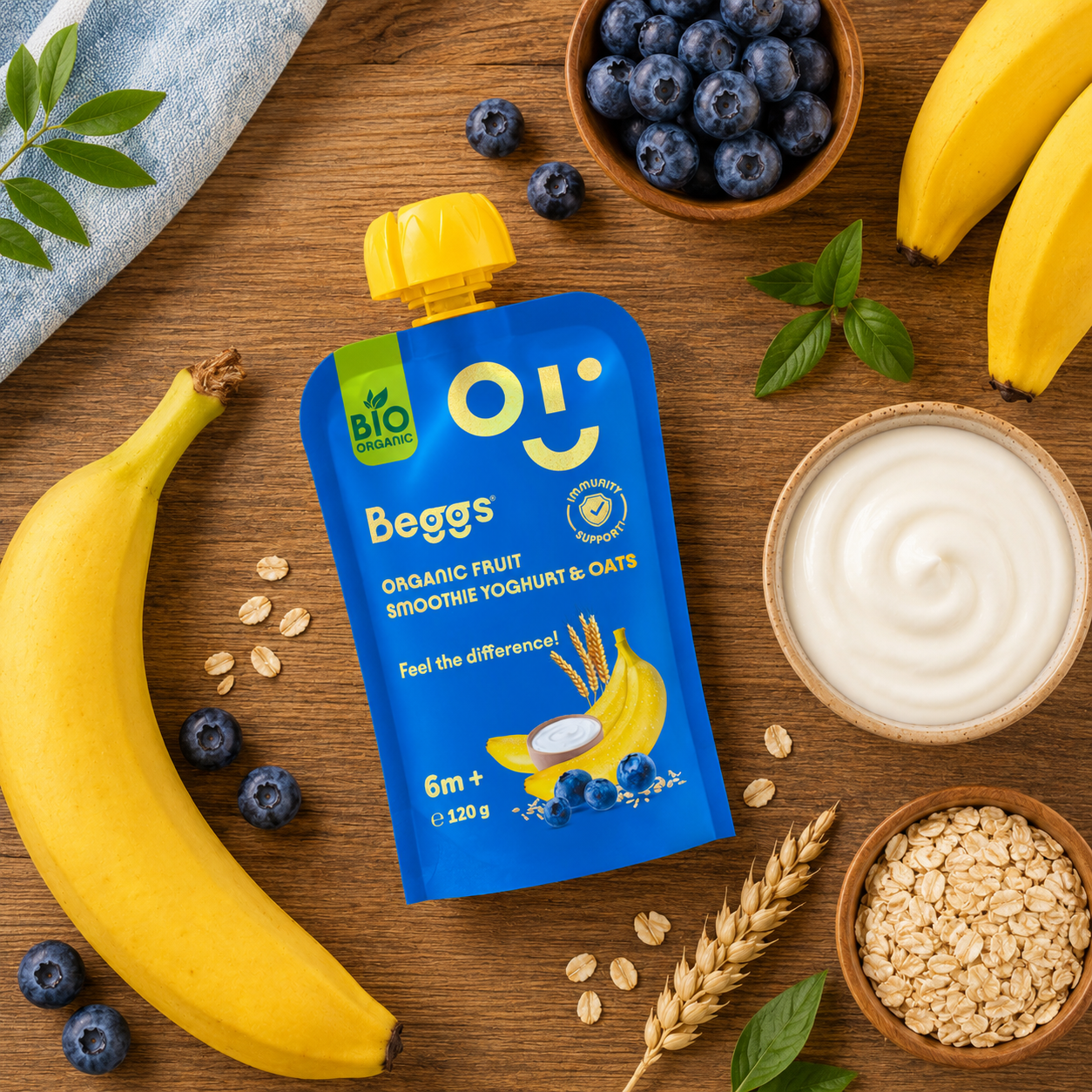 Beggs BIO Smoothie s ovocím, jogurtom a ovsenými vločkami (120 g)