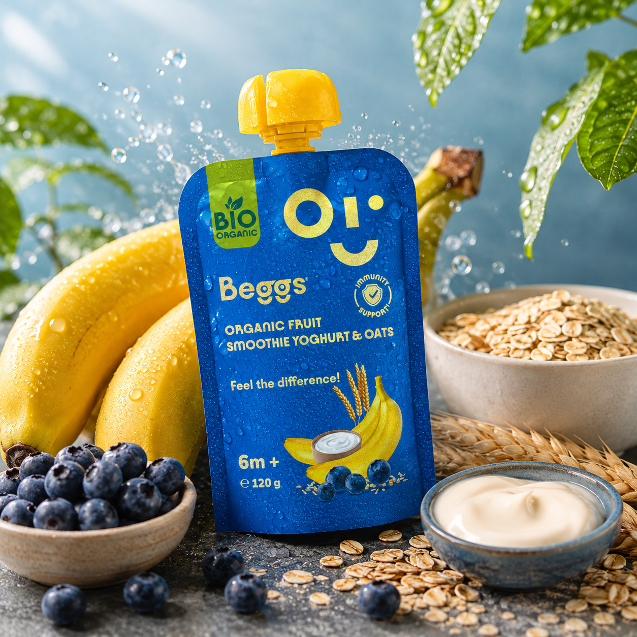 Beggs BIO Smoothie s ovocím, jogurtom a ovsenými vločkami (120 g)