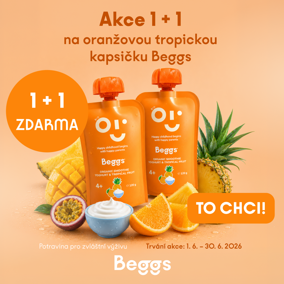 Beggs BIO Smoothie z jogurtem i owocami tropikalnymi (120 g)