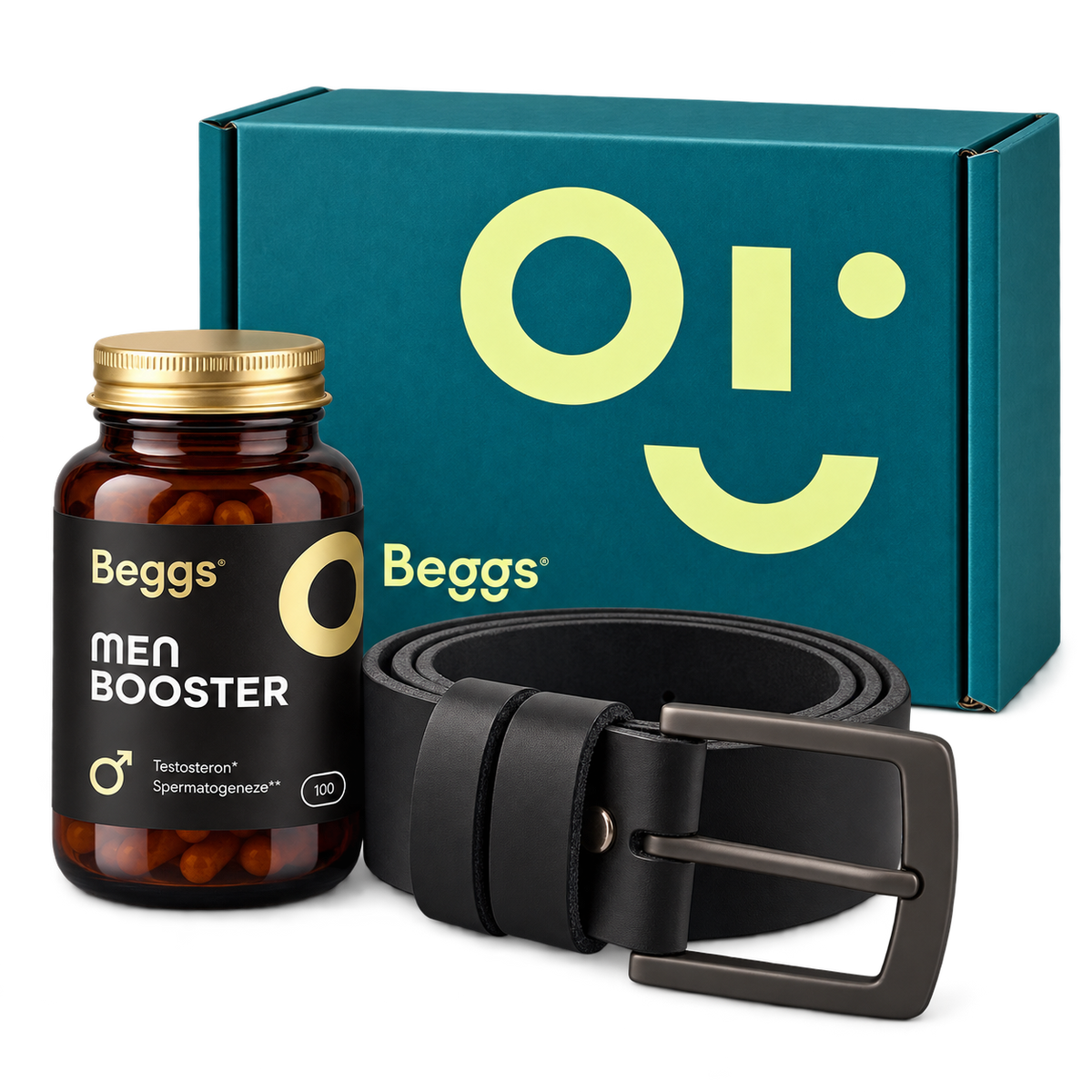 Beggs gift set for him: Men Booster & leather belt