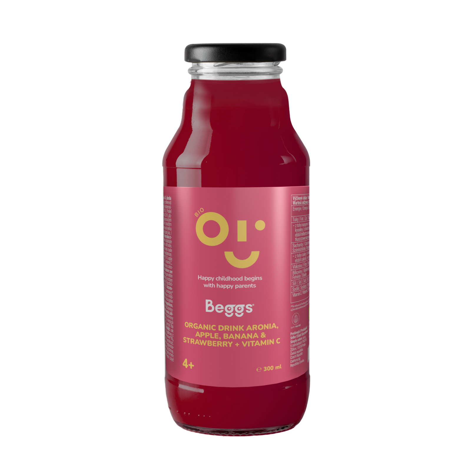 Beggs BIO Nápoj aronie, jablko, banán & jahoda (300 ml)