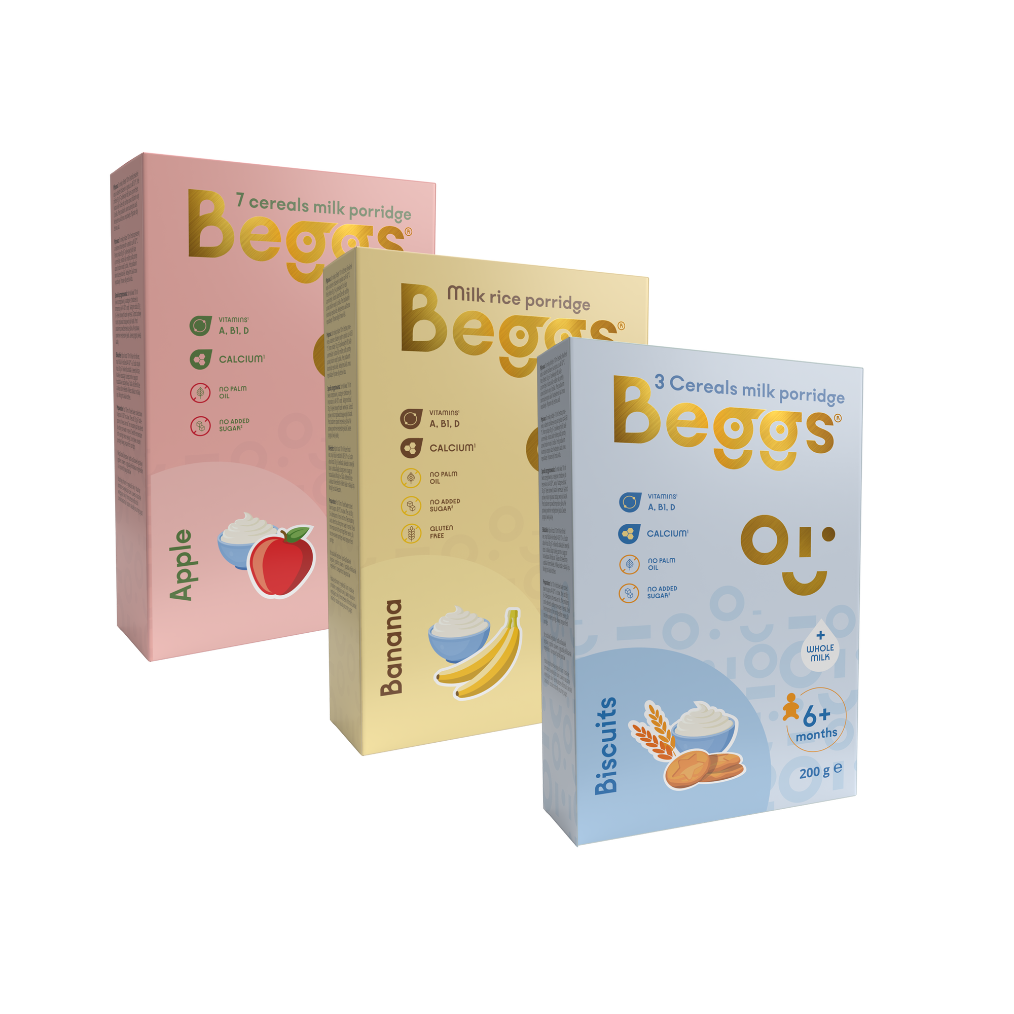 Beggs Mix kaší s plnotučným mlékem, 600 g (3x 200 g) exp. 13.8.2026